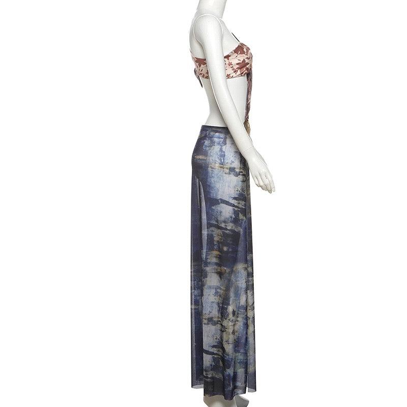 print sexy maxi dress