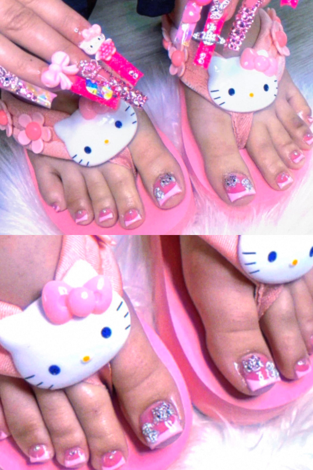 Pink Flower Hello Kitty Platform Slippers