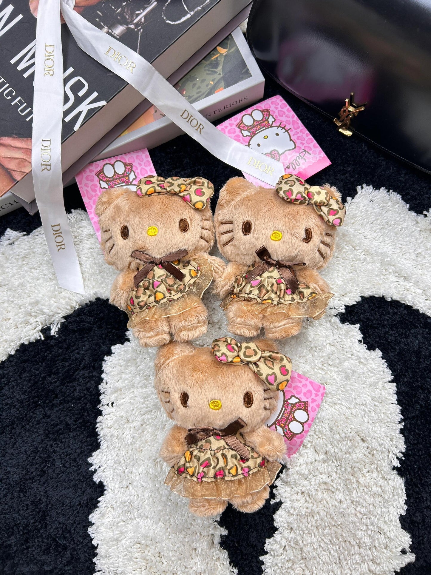 Leopard print Hello Kitty plush pendant