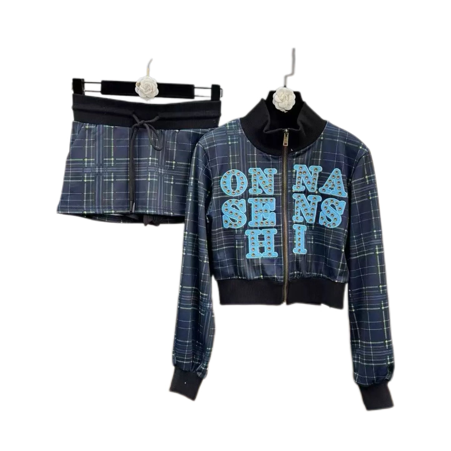 hoodie jacket mini skirt set