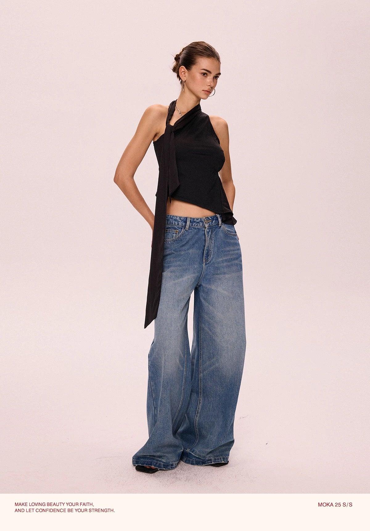 irregular tie top black