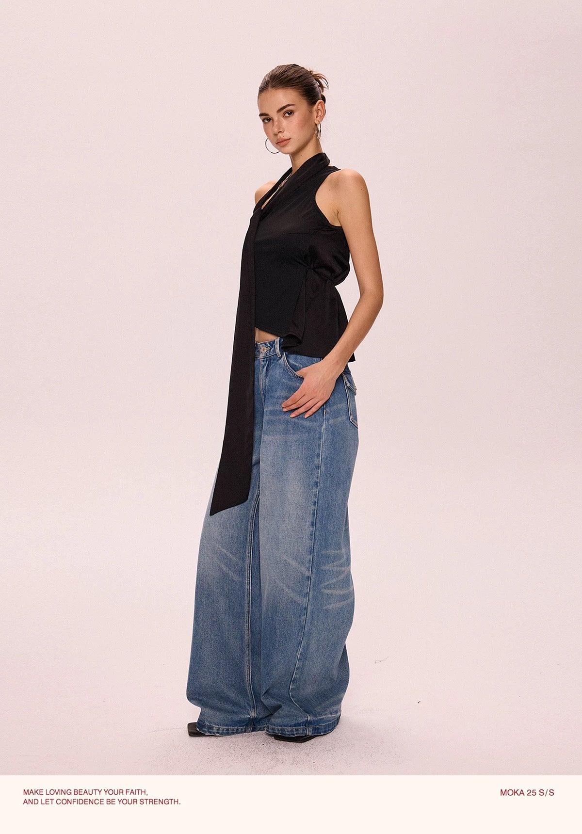 irregular tie top black