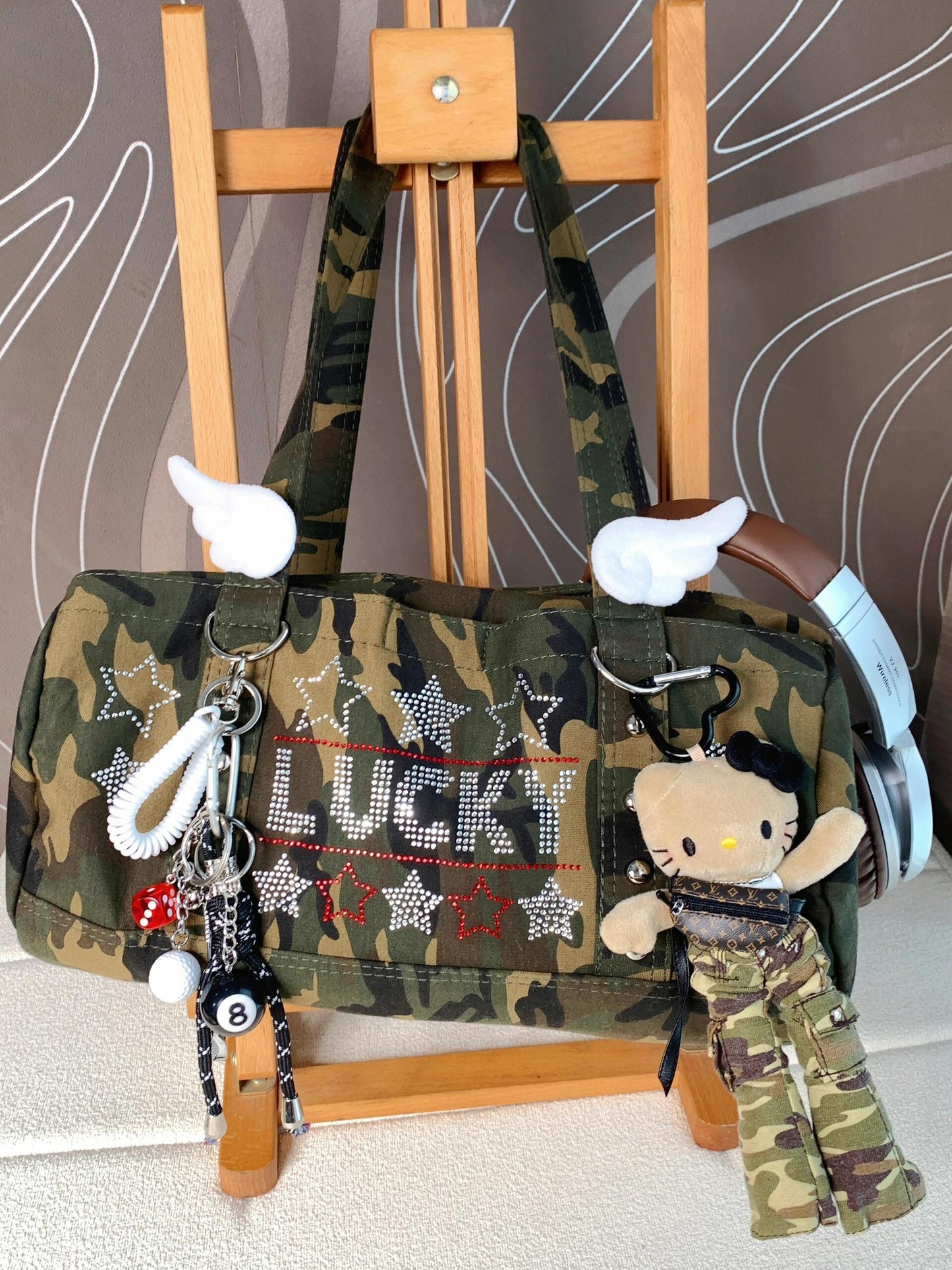 camouflage long leg HelloKitty bag charm +bag