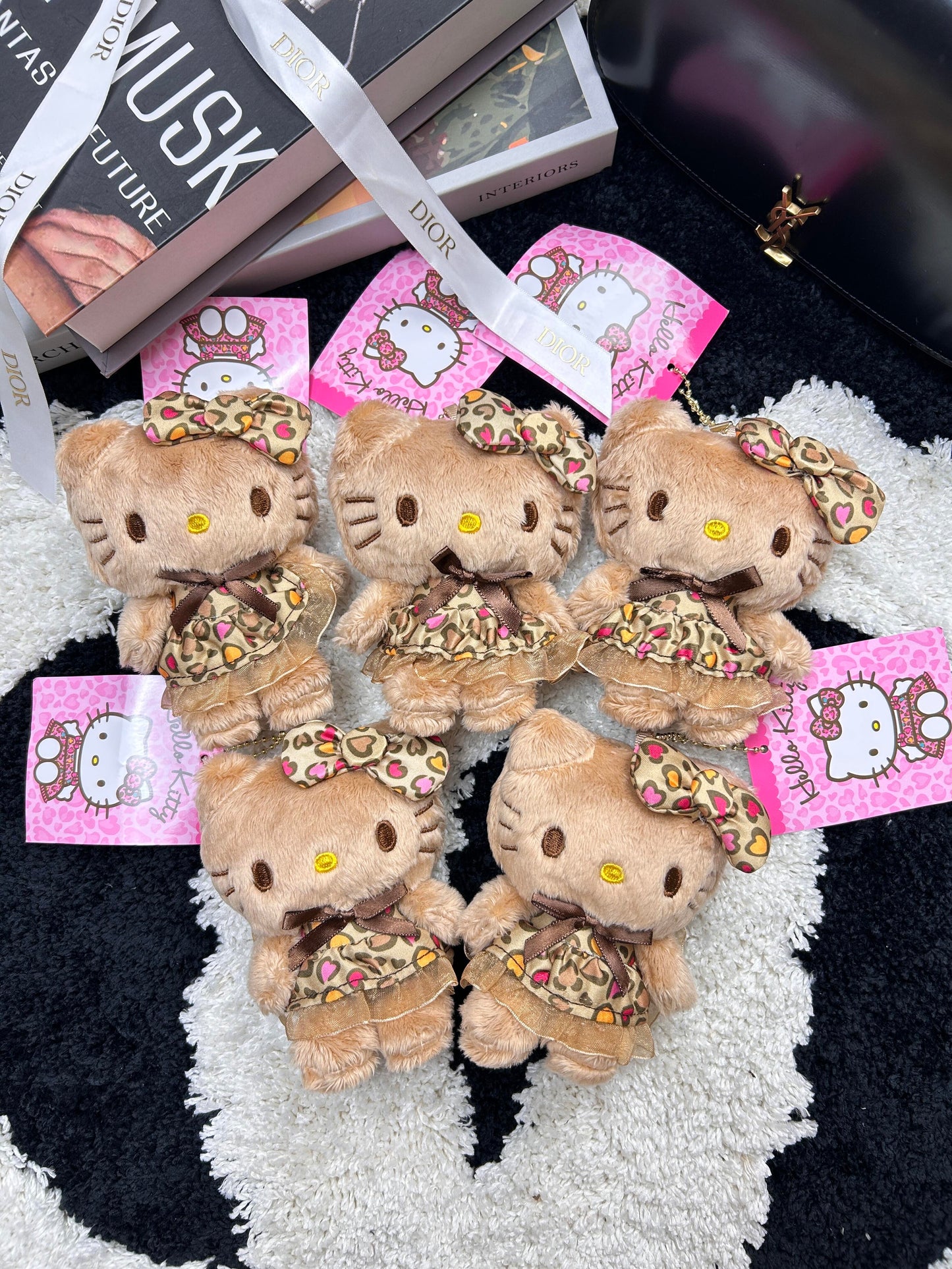 Leopard print Hello Kitty plush pendant
