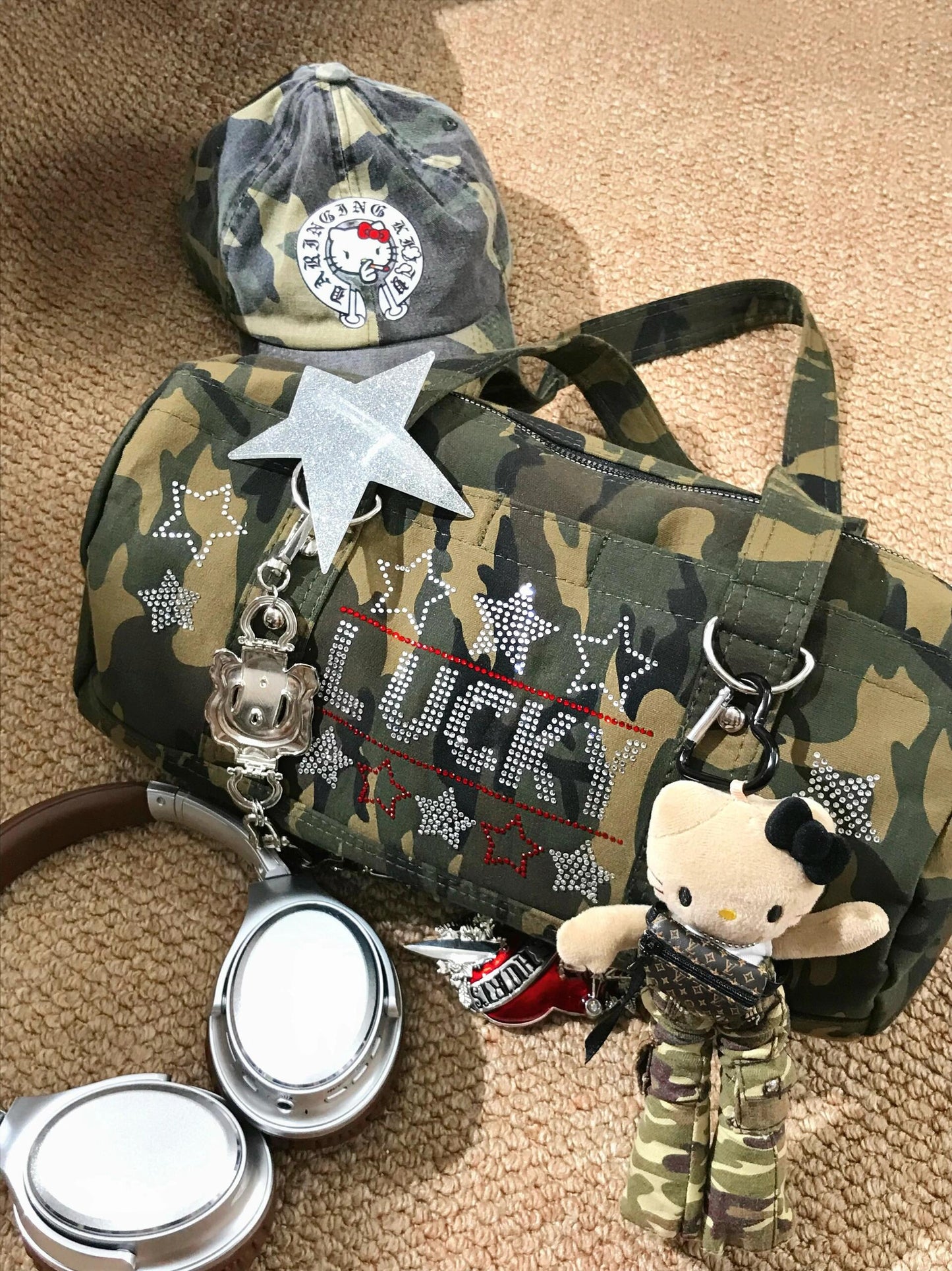 camouflage long leg HelloKitty bag charm +bag