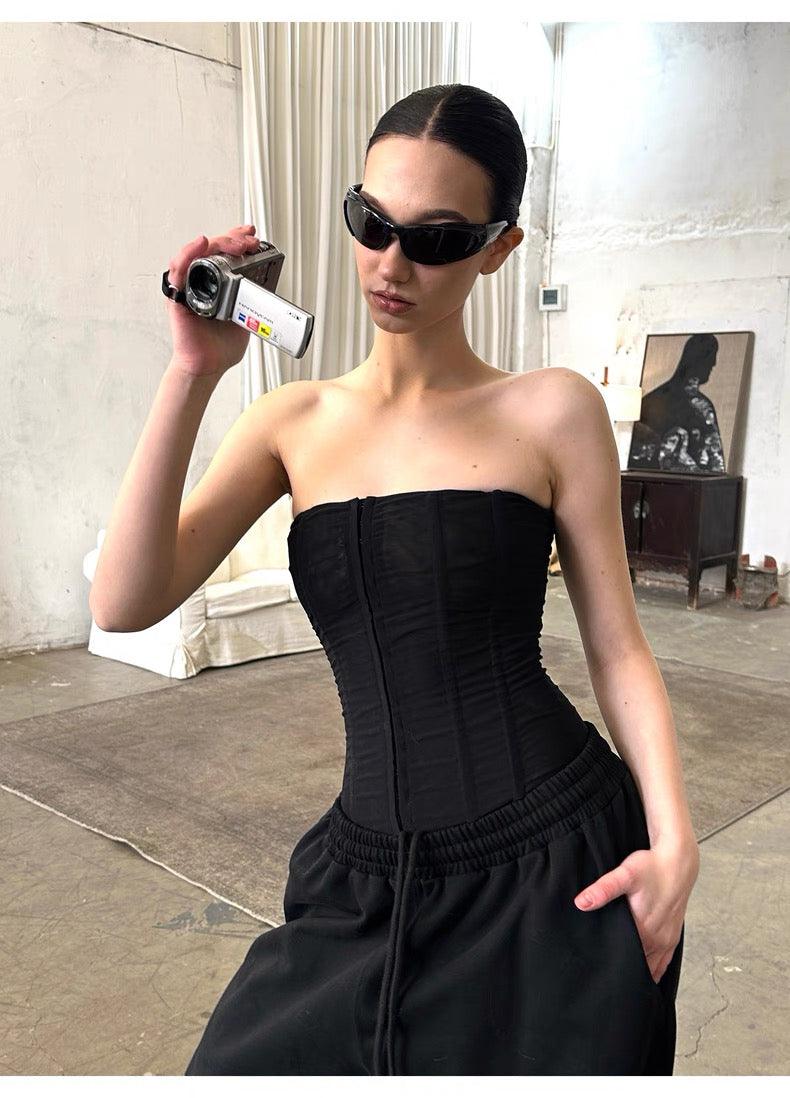 Mesh tube top black