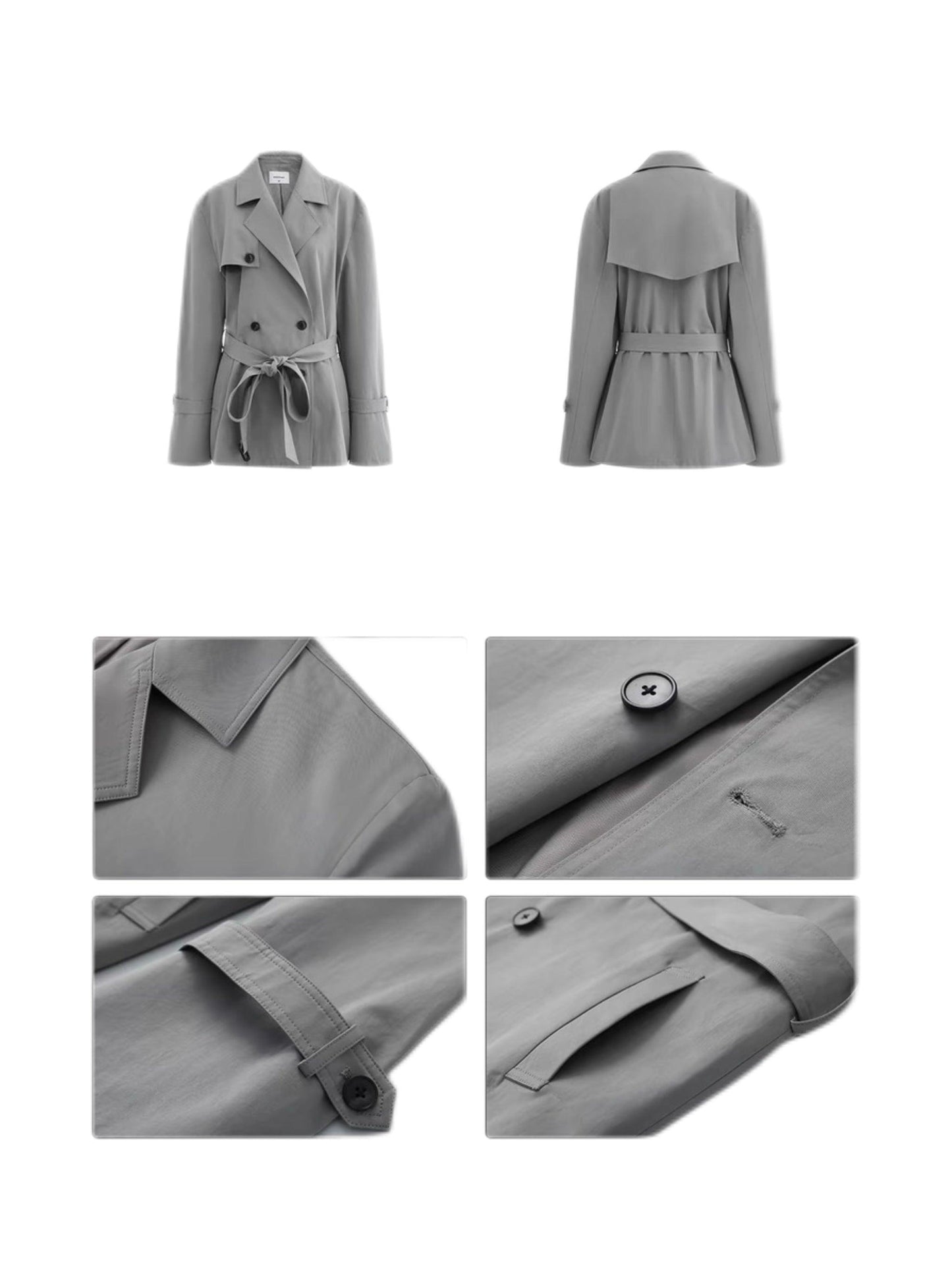 Grey short trench coat
