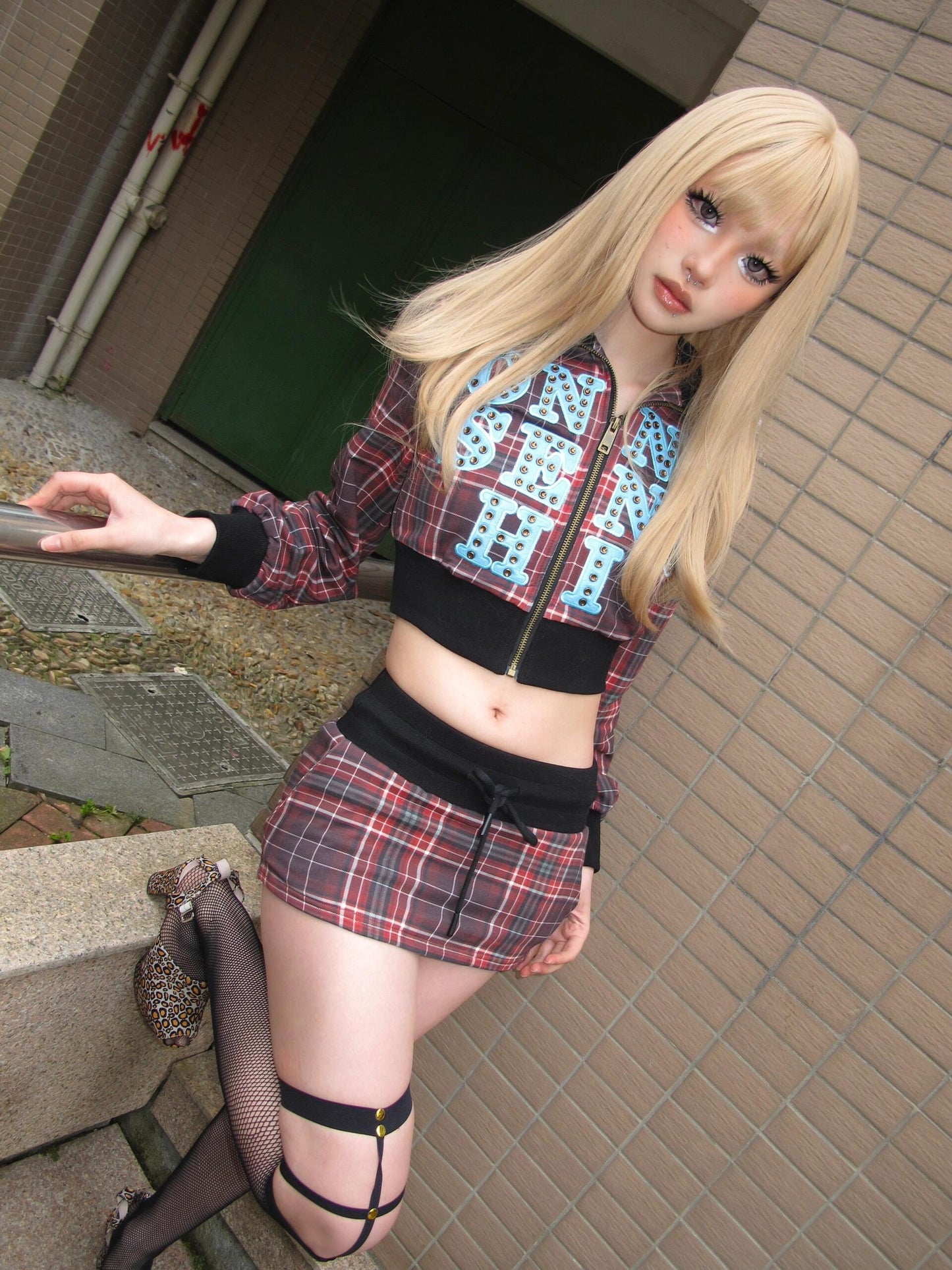hoodie jacket mini skirt set