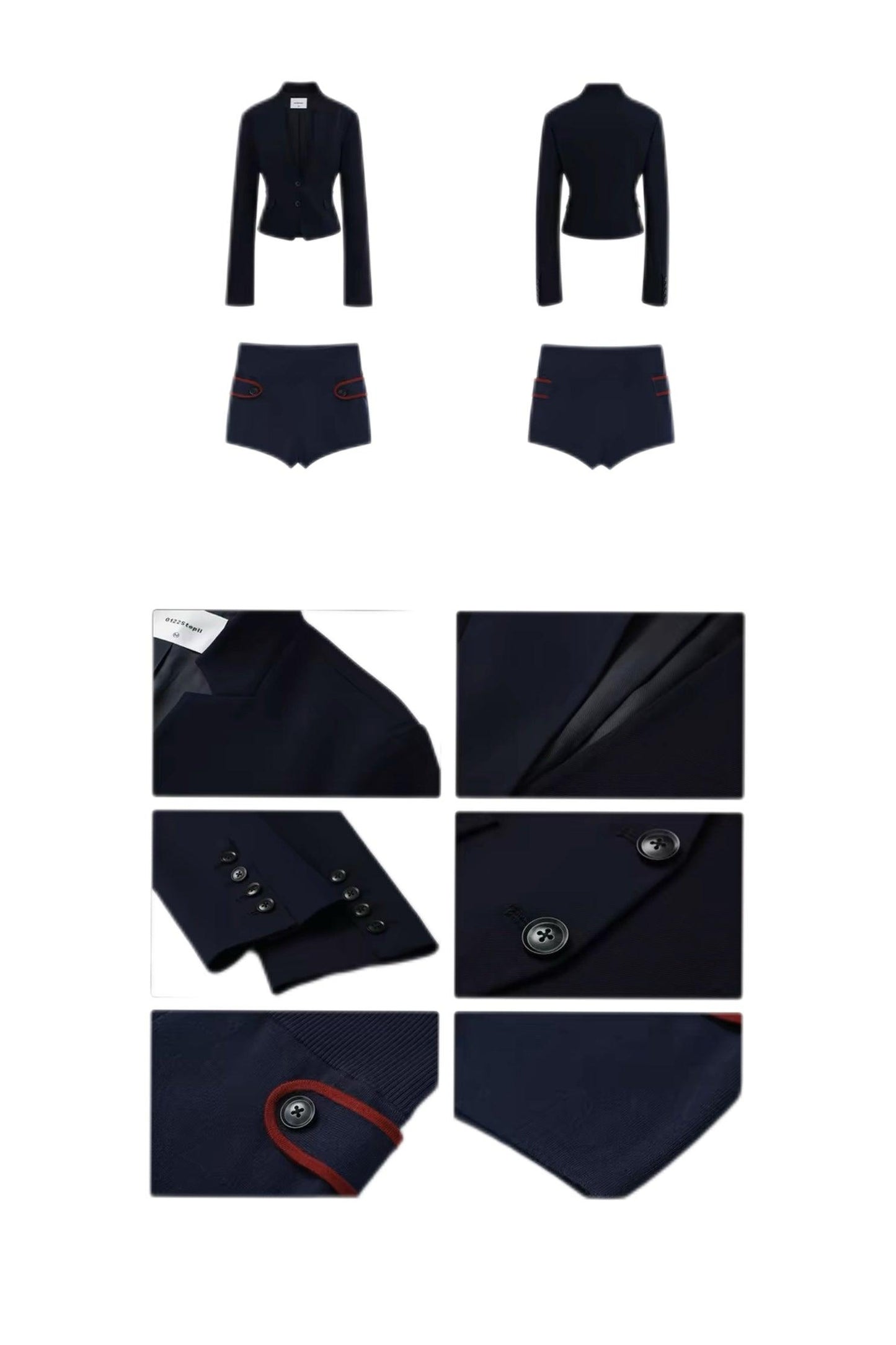 Navy blue suit hip-wrapped shorts suit