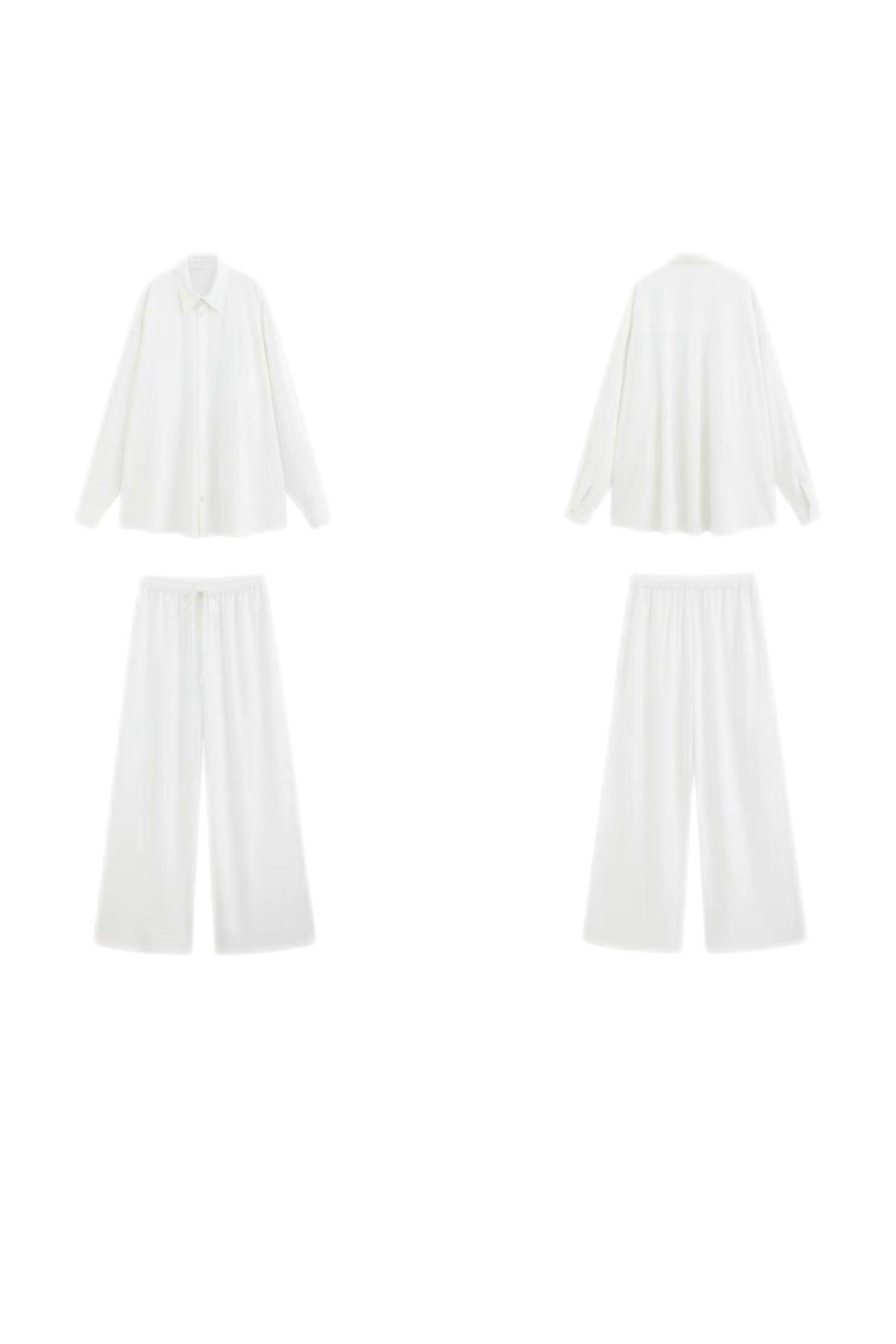 White Long Sleeve Shirt Set