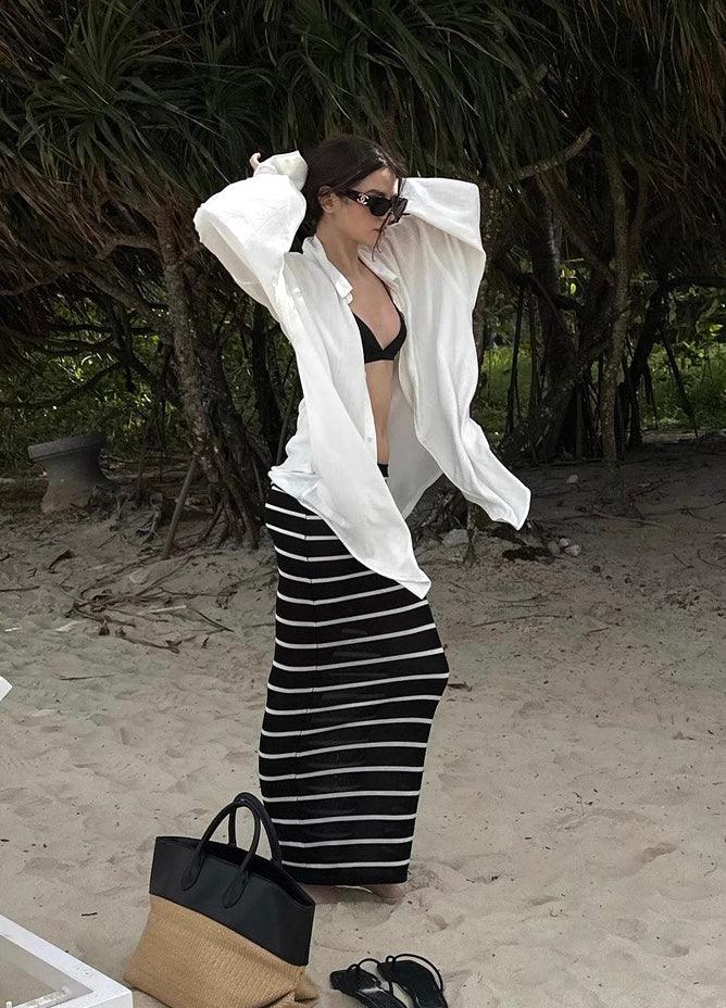 Striped skirt low waist