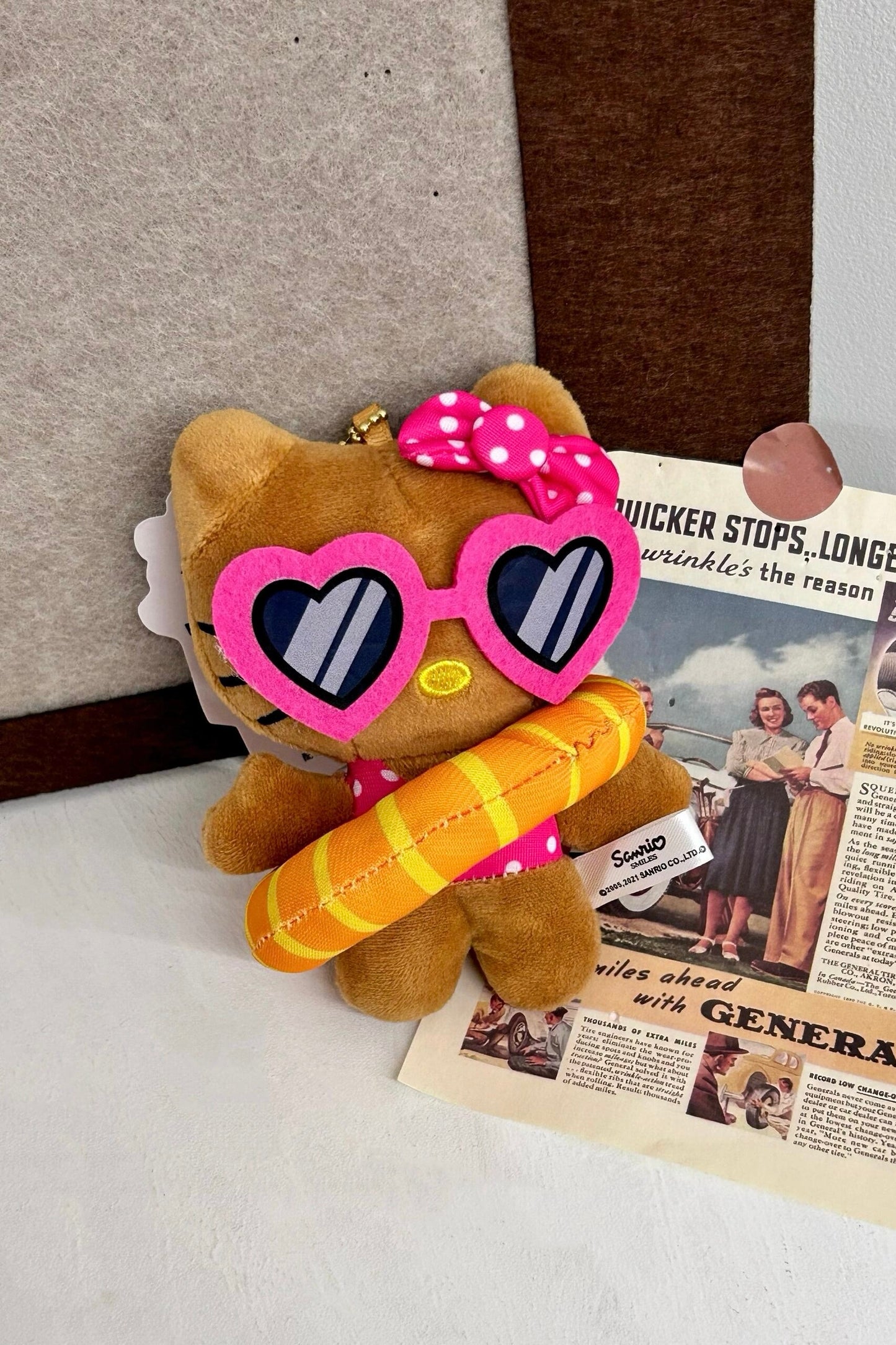 Swim ring vacation hello Kitty plush pendant
