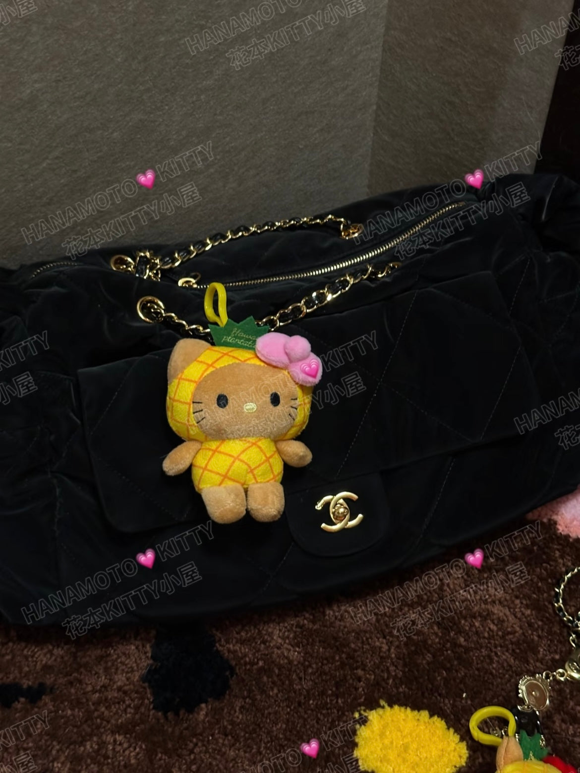 Hawaiian pineapple Hello Kitty plush pendant