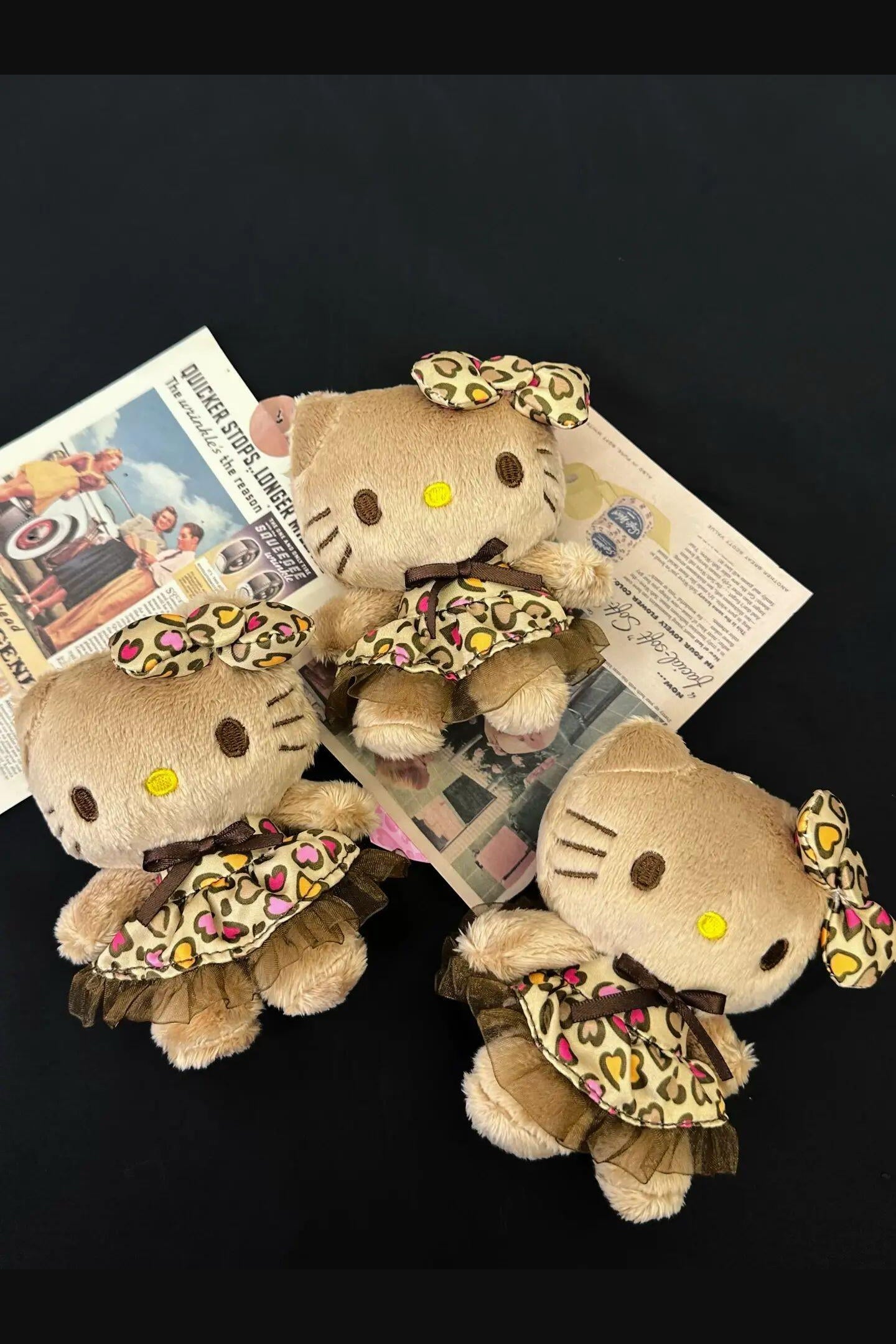 Leopard print Hello Kitty plush pendant