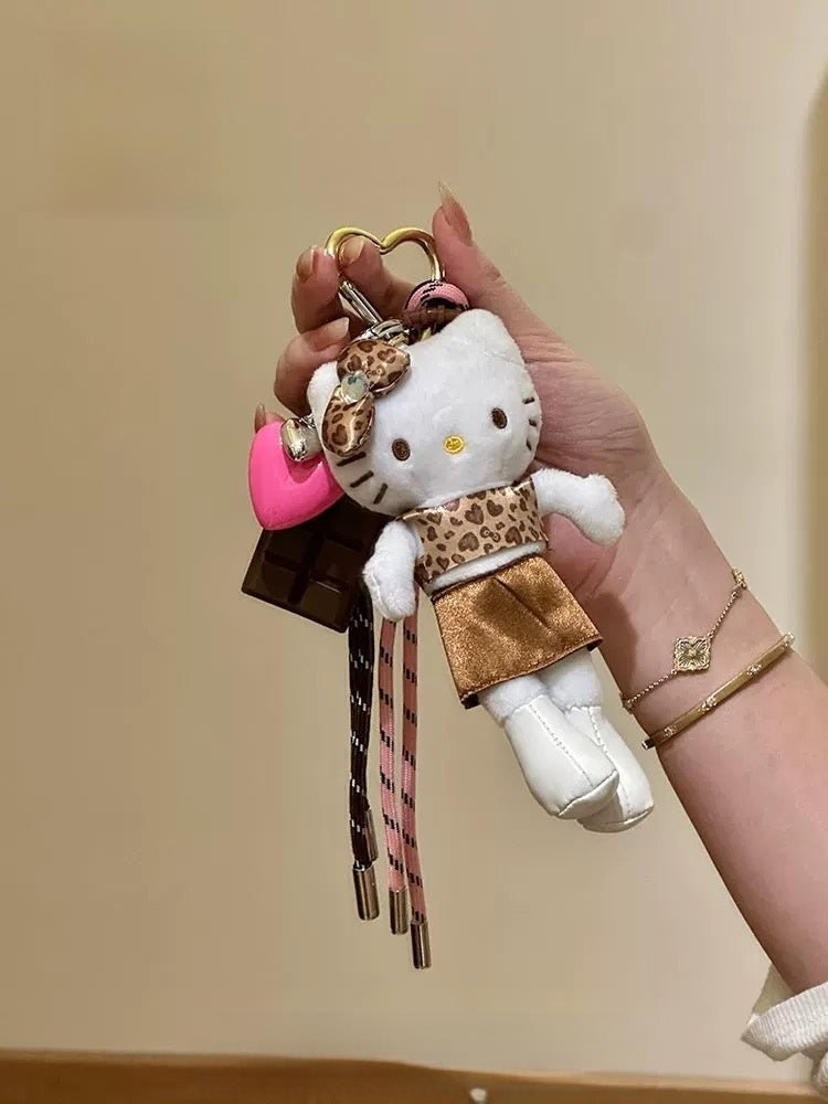 Leopard print Hello Kitty long leg kitty pendant
