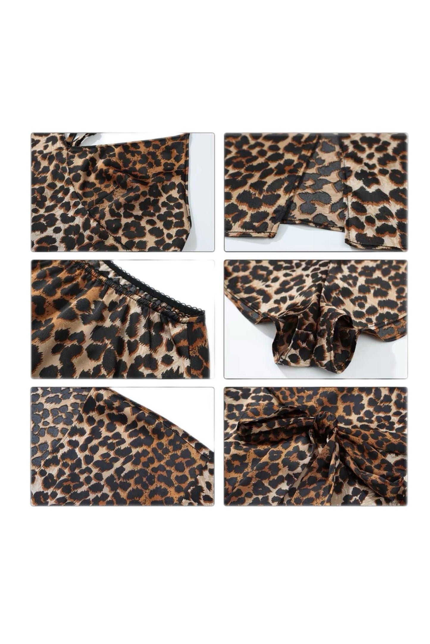 Leopard print long coat sexy pajama set