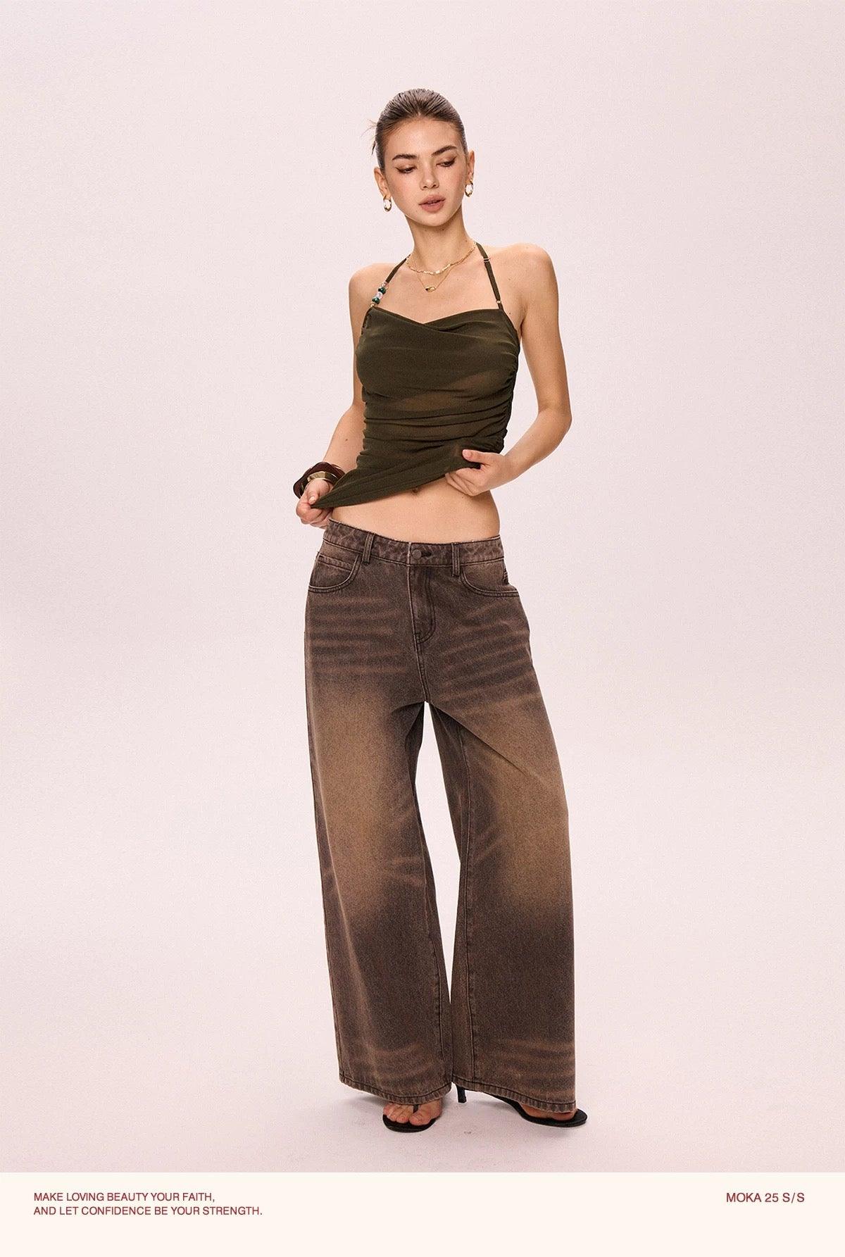 dark forest green mesh halter top