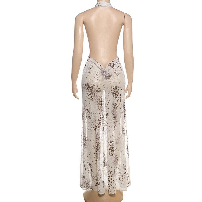 leopard print sexy maxi dress