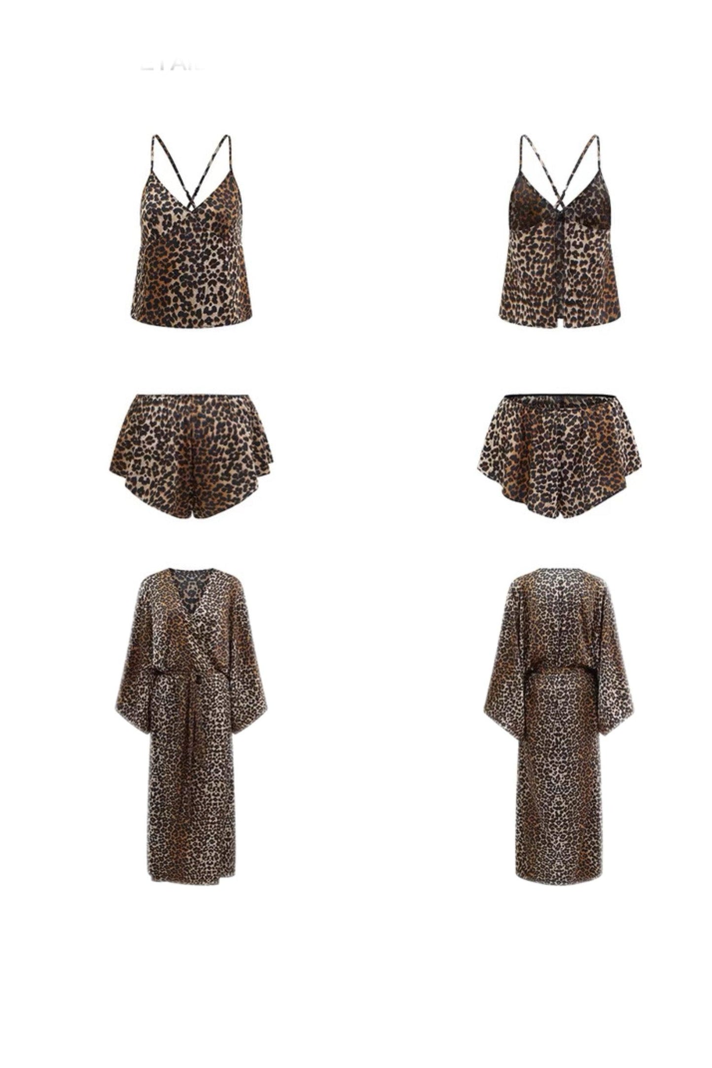 Leopard print long coat sexy pajama set