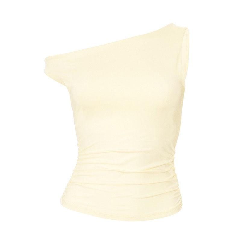 one shoulder top yellow
