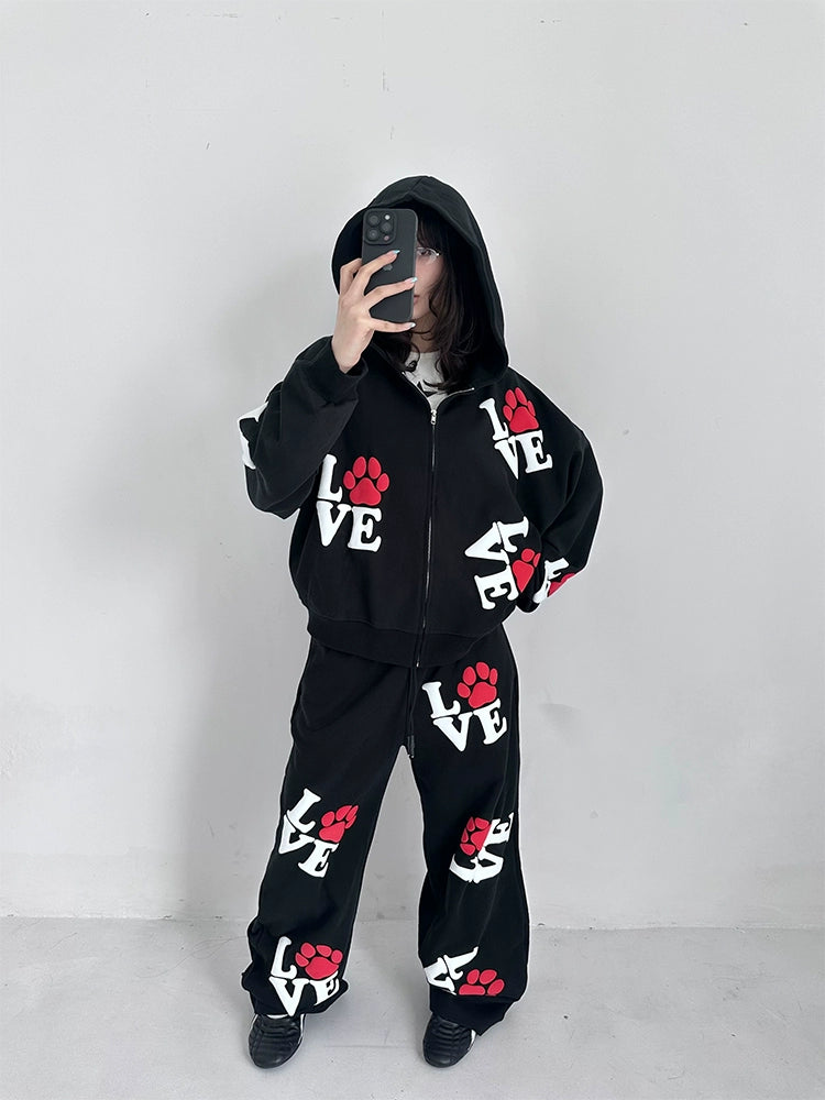LOVE foam print sweater set