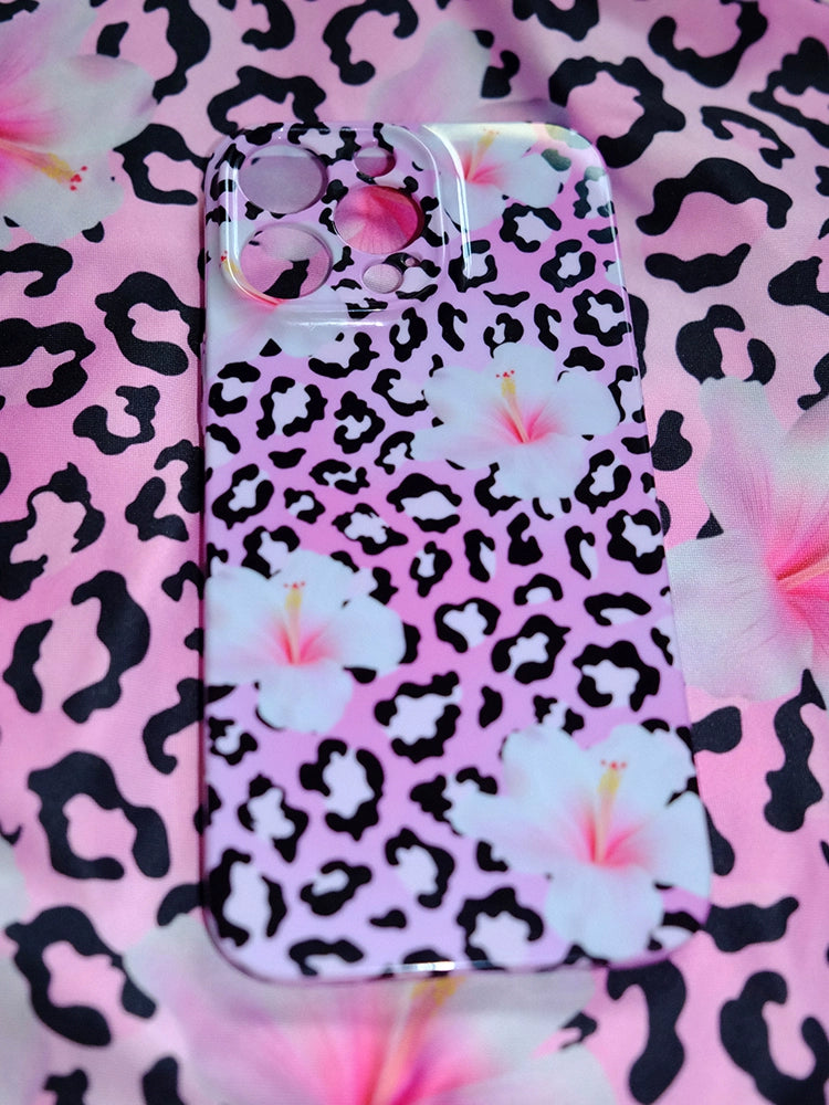 Hawaiian pink leopard print phone case
