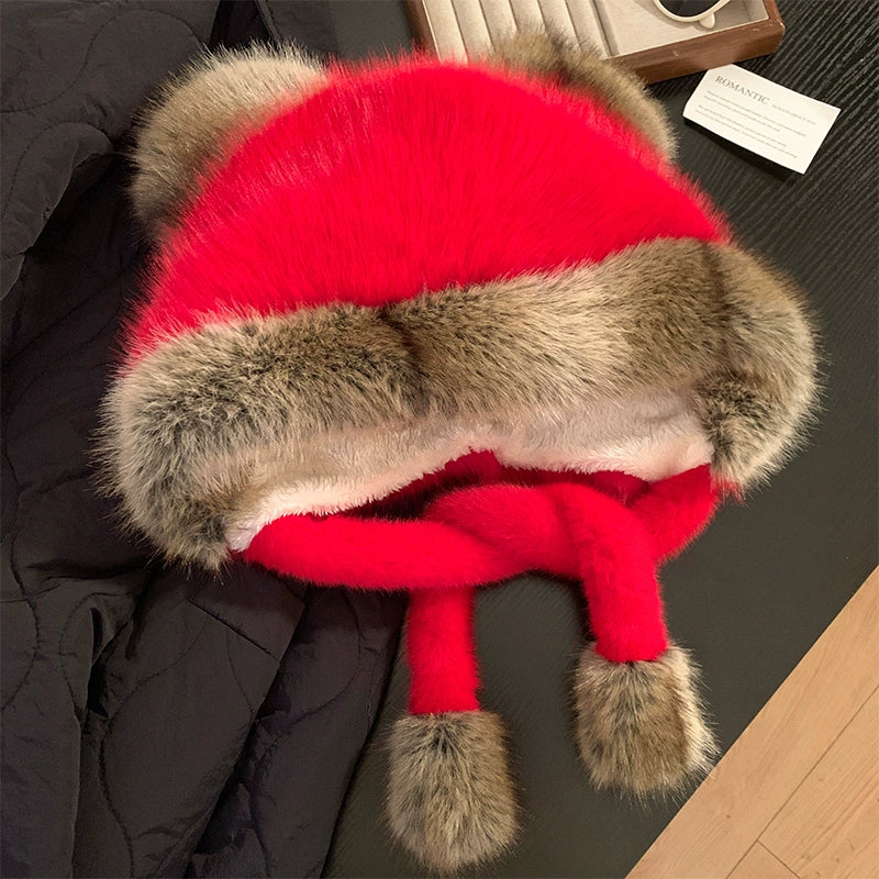 Cute red rabbit ear hat for Christmas