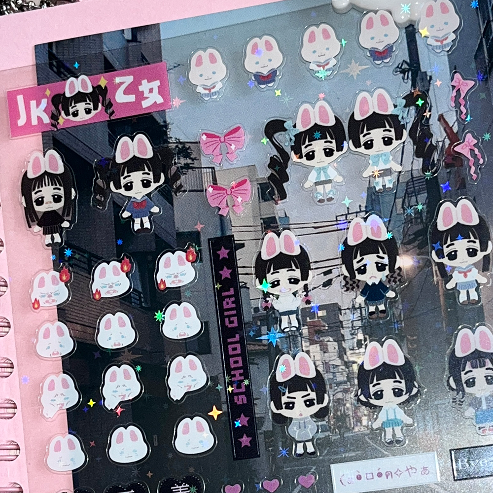 Japanese stickers for high school girls with glitter film
