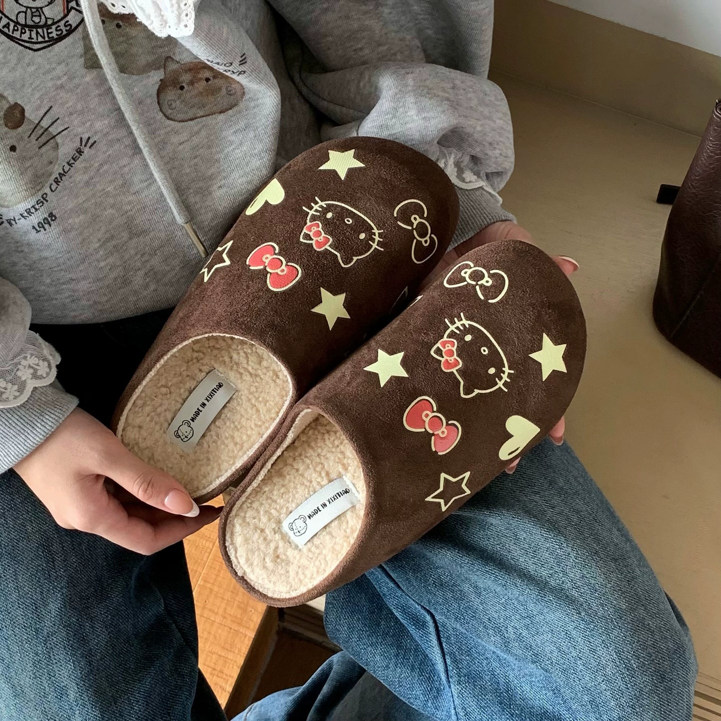 HelloKitty Pocken shoes with plush warm slippers