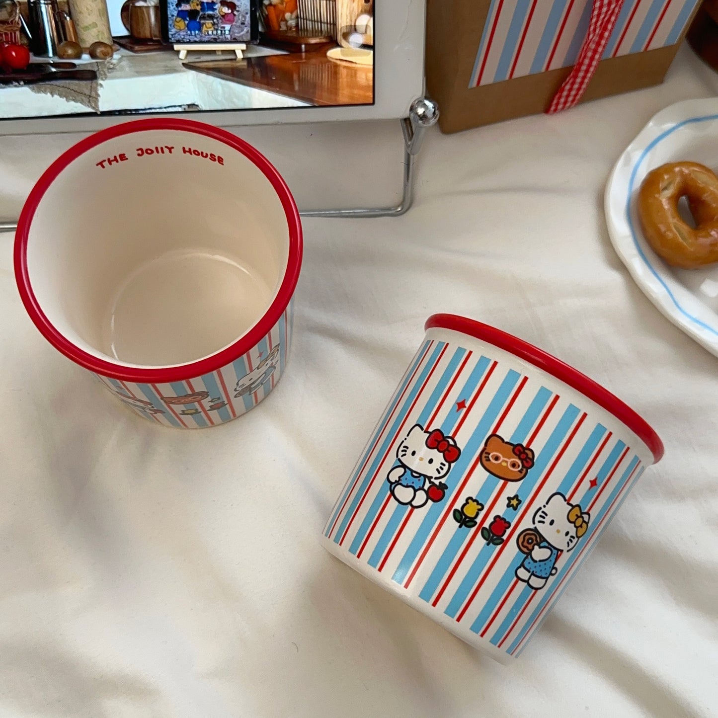 Striped Hello Kitty Ceramic Mug Gift Box