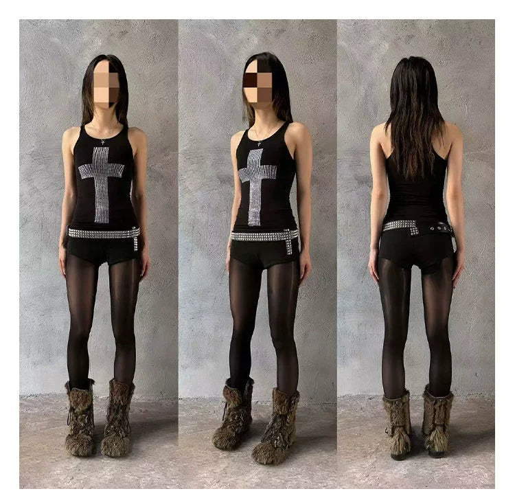 Rhinestone Cross Vest