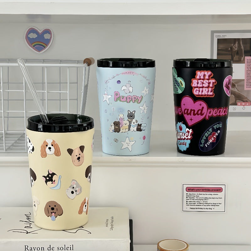 Cartoon puppy thermos tumbler