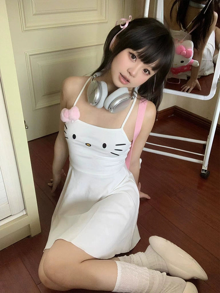 Cute kitty embroidered dress