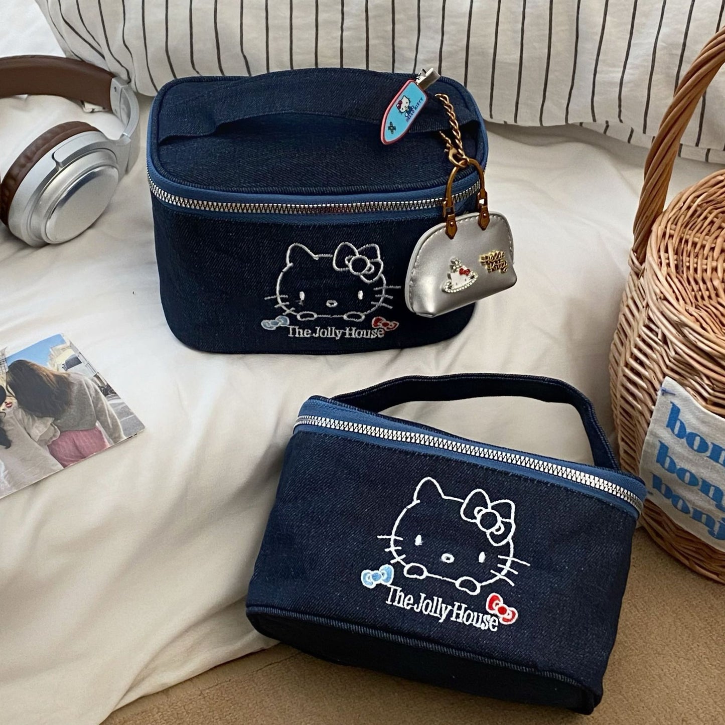 Hello Kitty denim storage bag