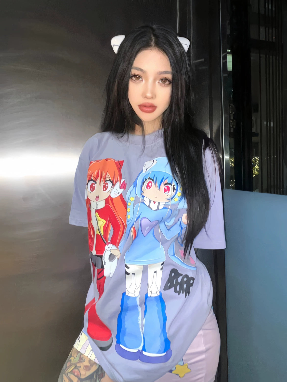 PaoCai joint Eva Lingpoli Asuka print tee