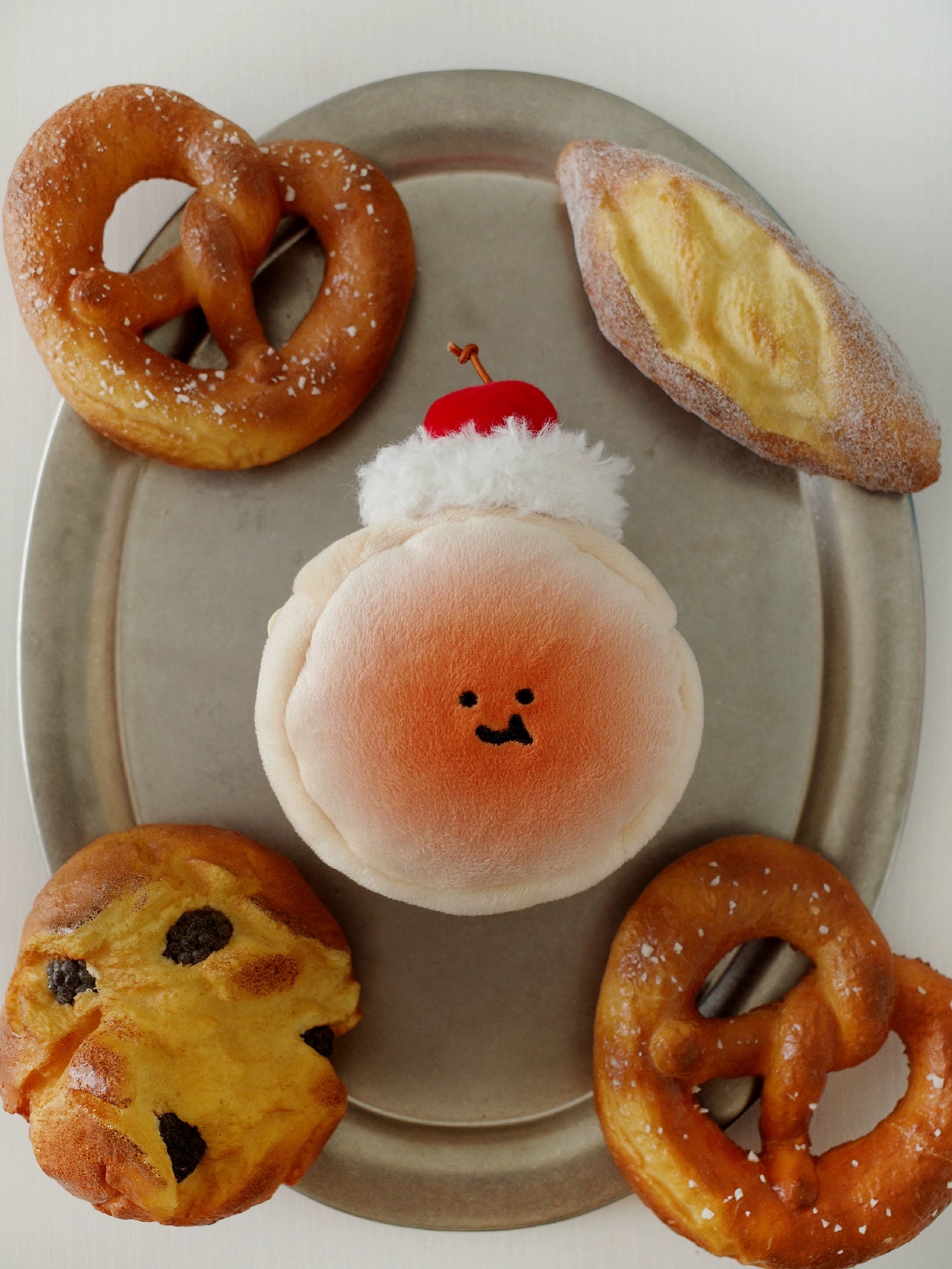 Cream Cherry Bread Plush Earphone Bag Wallet Pendant