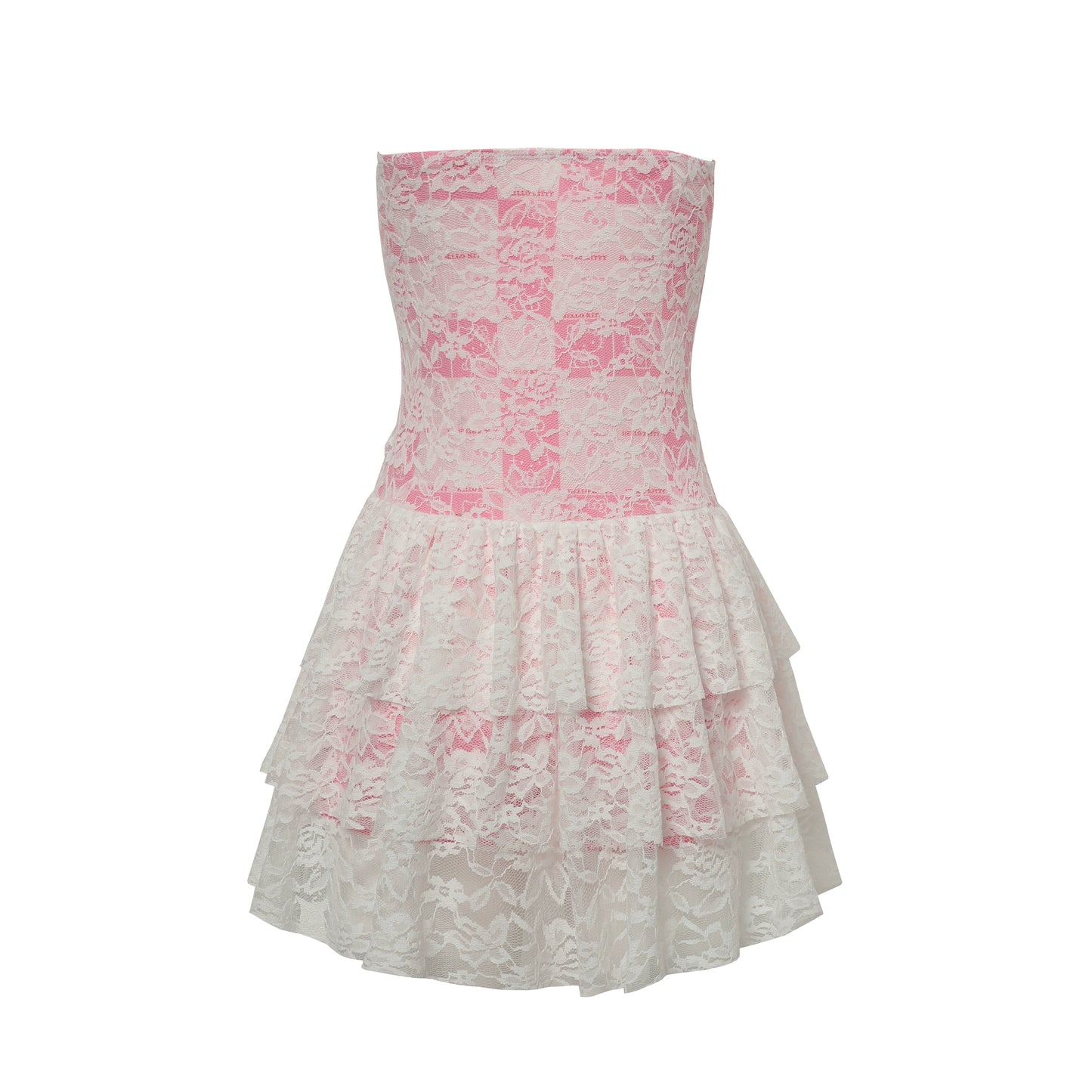 three-layer white lace dress