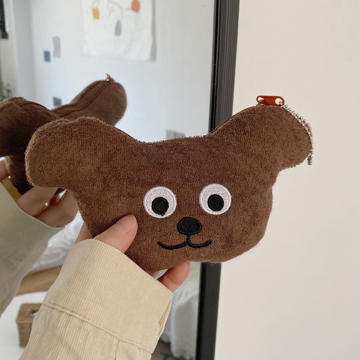 Cute Biscuit Bear Plush Card Bag Pendant