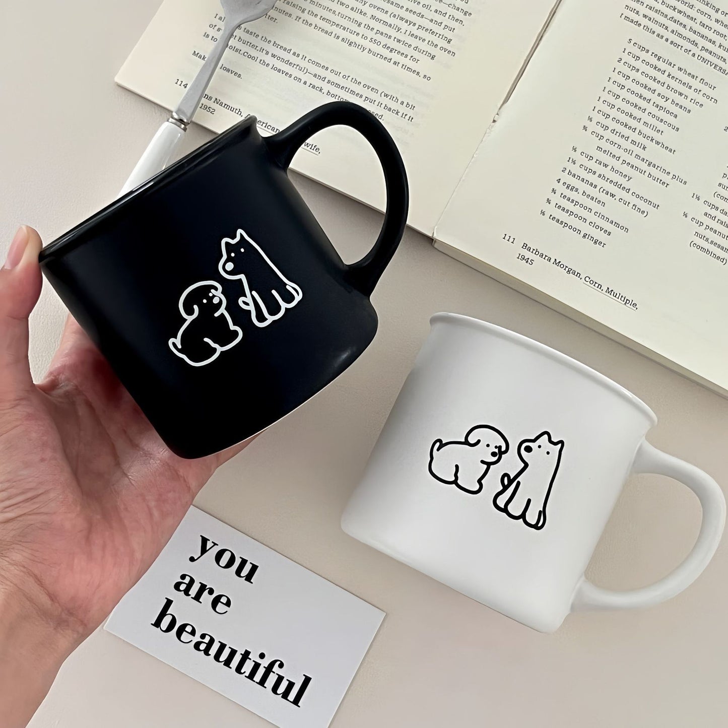 Matte Dog Mark Ceramic Cup Gift Box Set
