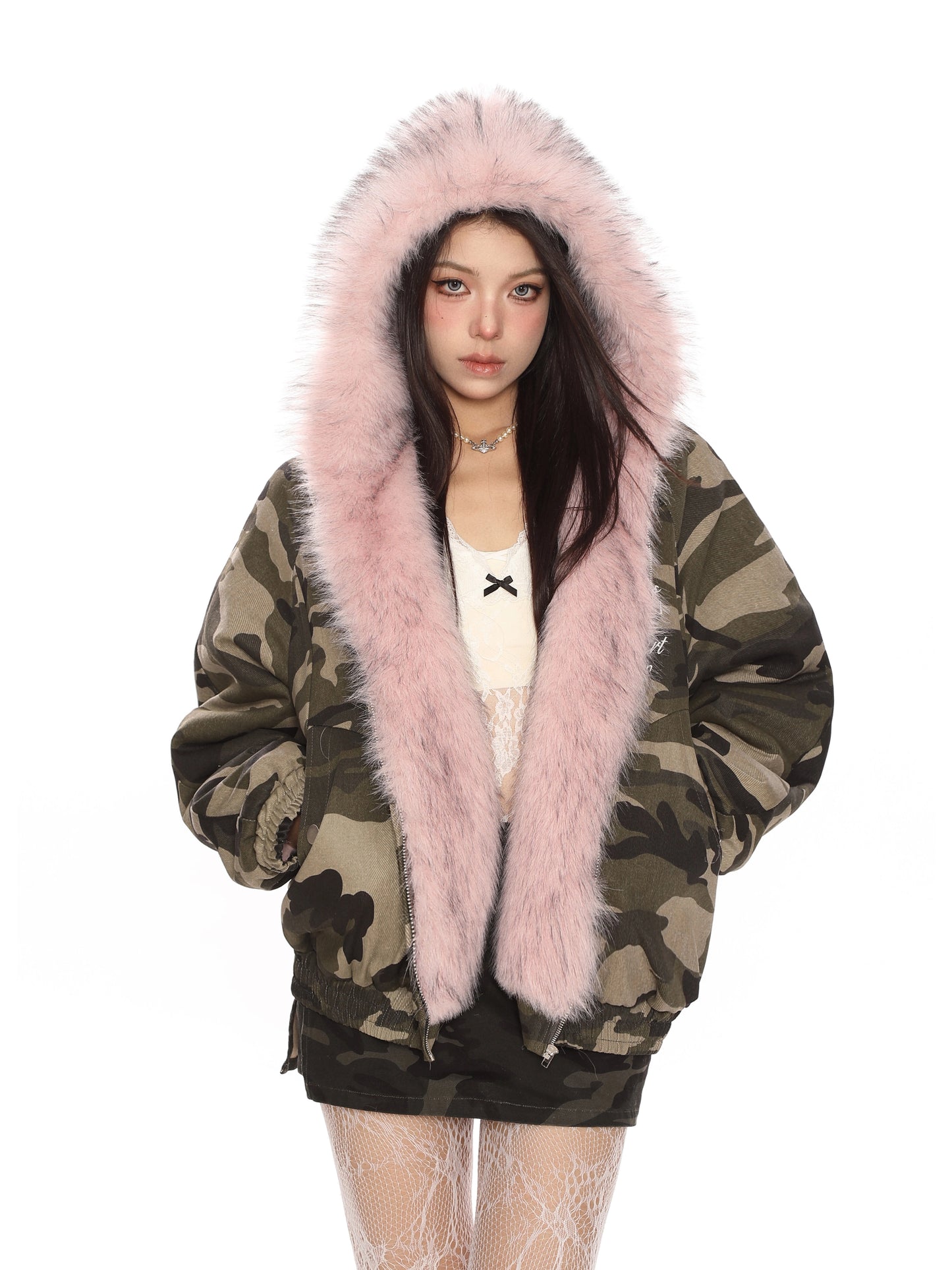 faux fur double-sided cotton coat