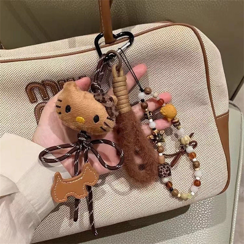 Beaded Brown Hellokitty Plush Charm