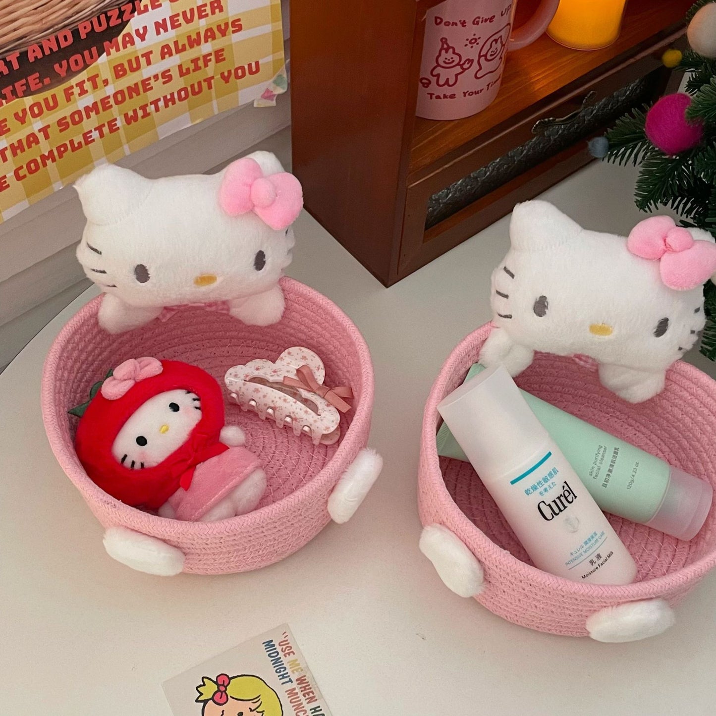 Pink Hello Kitty Storage Basket