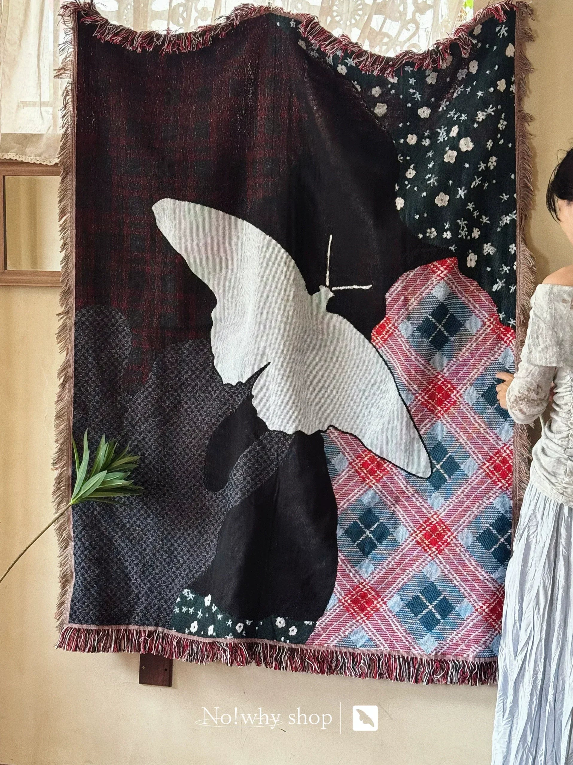 Knitted tapestry vintage patchwork sofa cover blanket