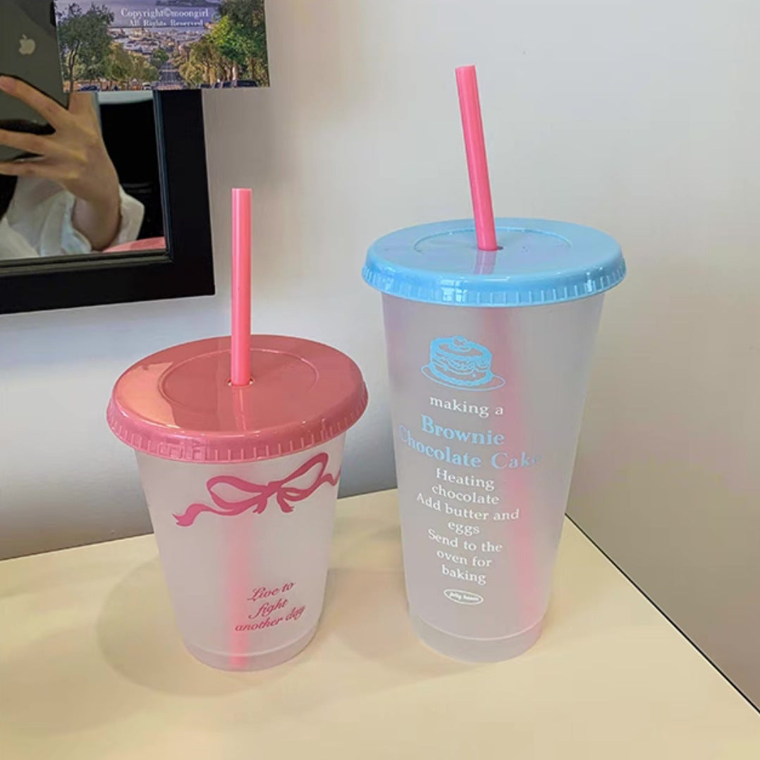 Plastic straw cup