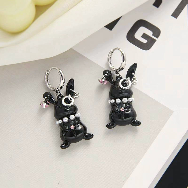 Glasses Doctor Rabbit Necklace Earrings