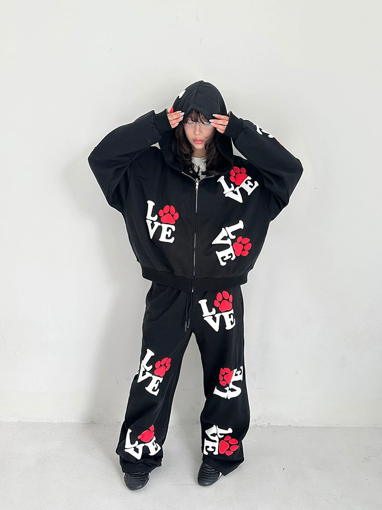 LOVE foam print sweater set