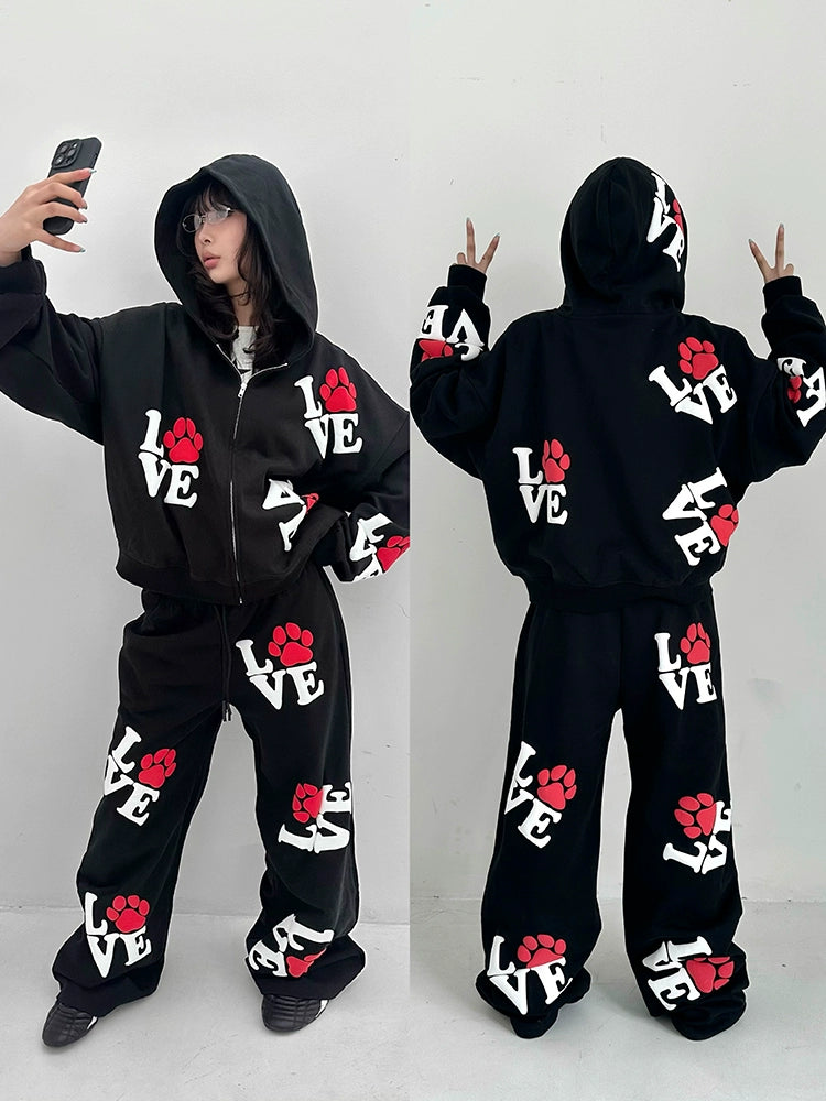 LOVE foam print sweater set