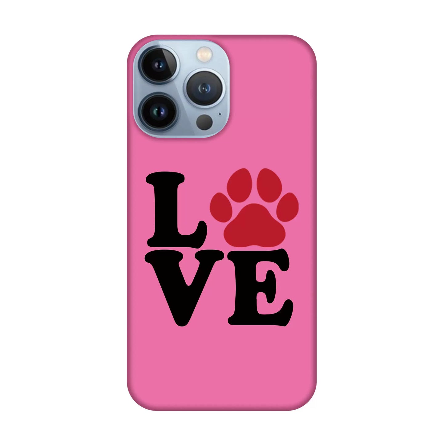 * LOVE dog print phone case, black/pink
