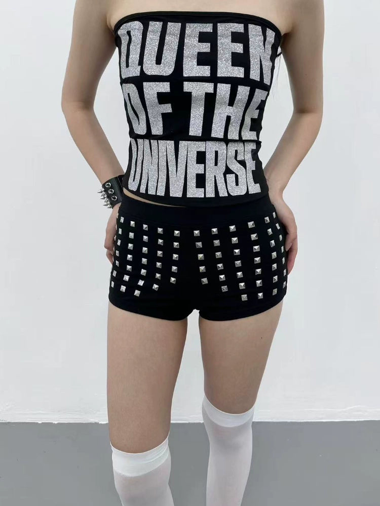 Low Waist Rivet Cross Shorts