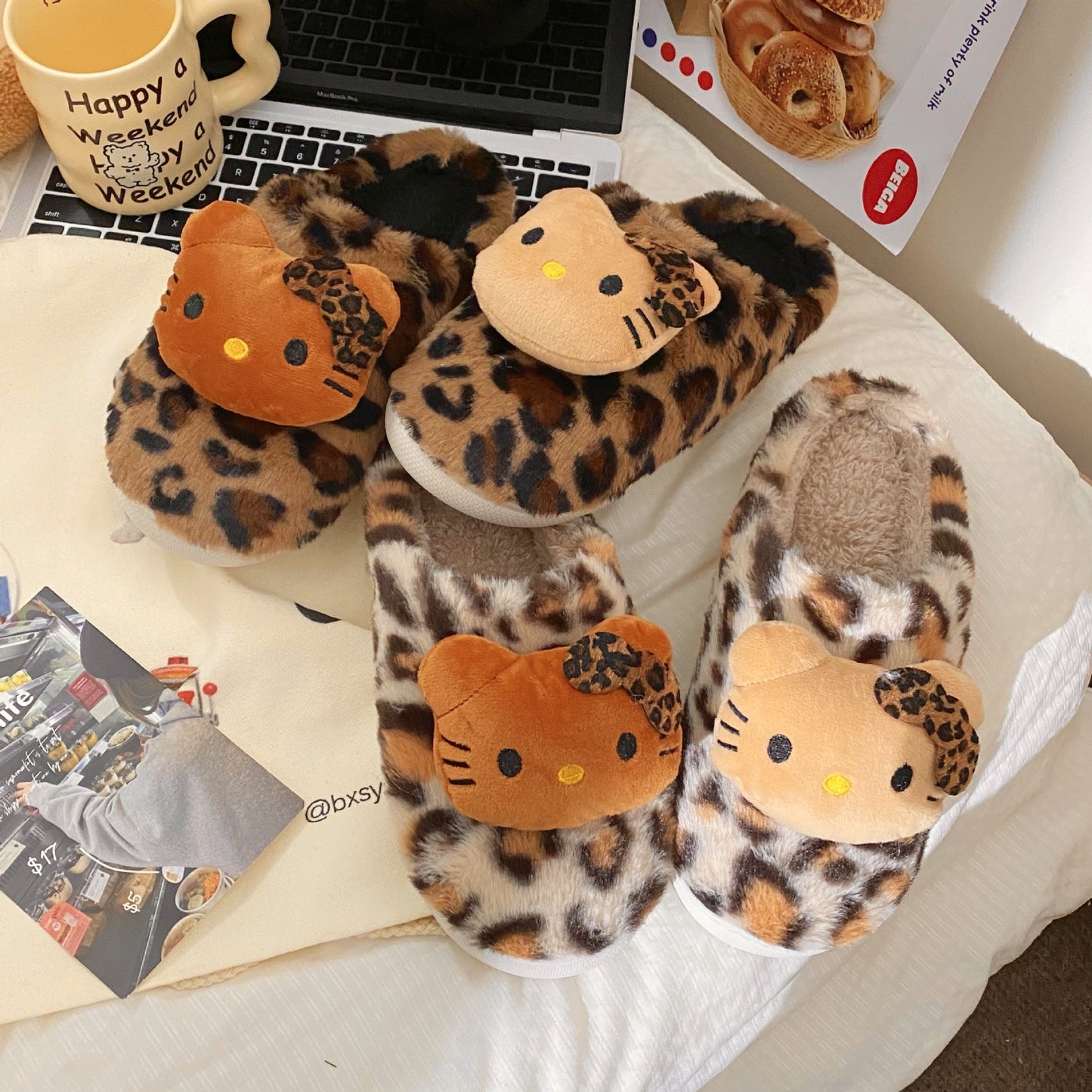 Leopard print HelloKitty slippers